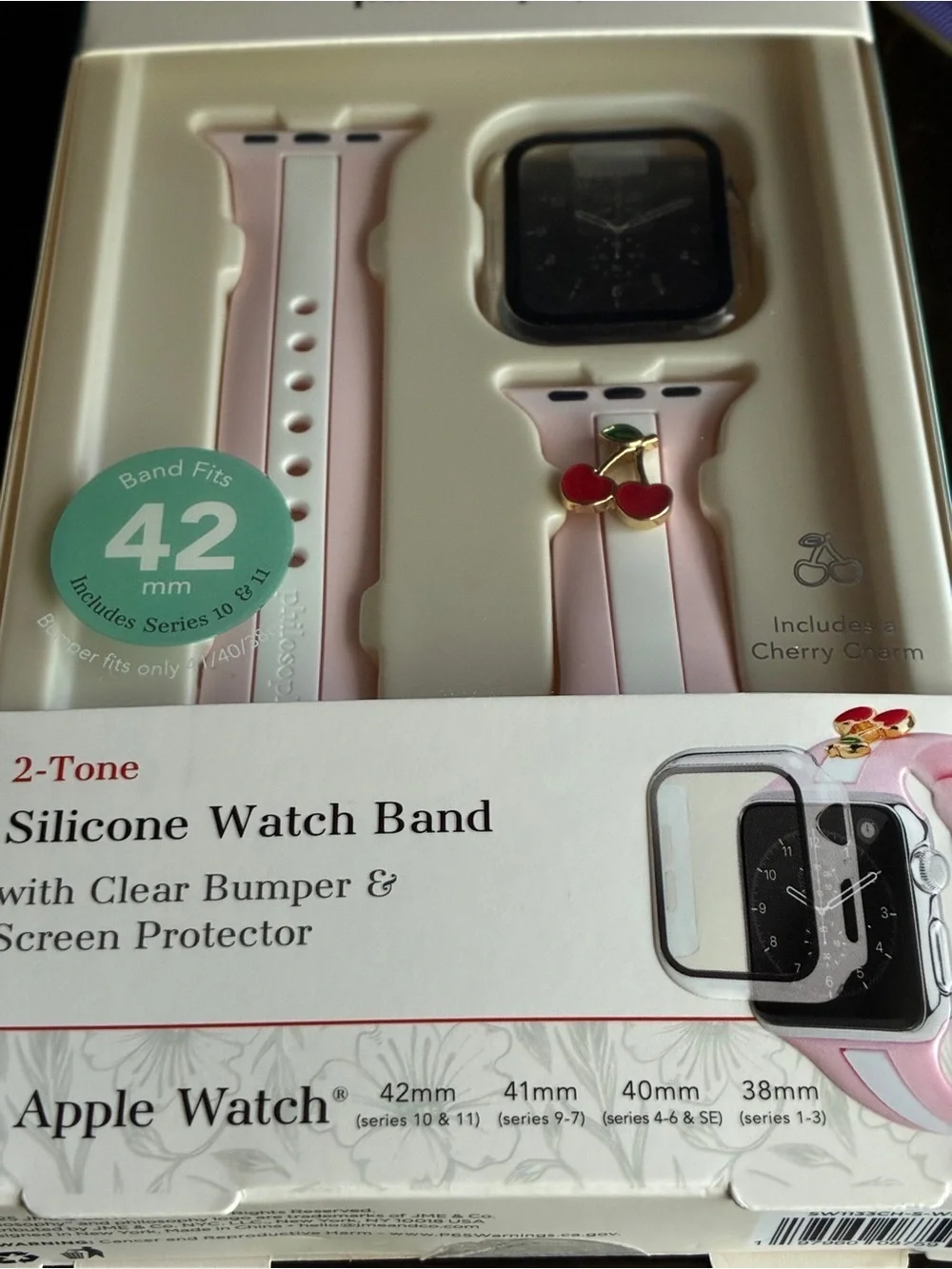 philosophy 2-Tone Pink Silicone Watch Band for 42mm Apple Watch